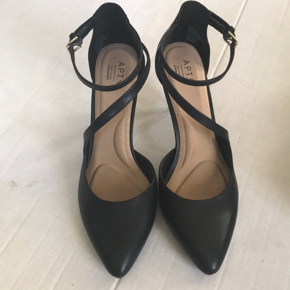 Apt.9 Frittata black high heels asymmetrical strap - Picture 2 of 7